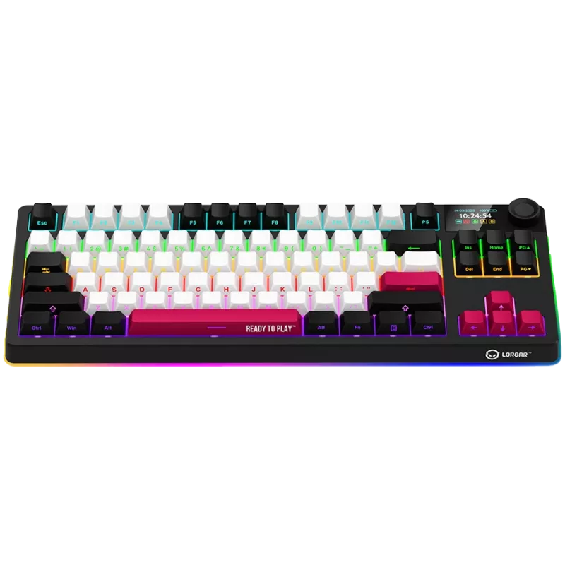LORGAR KBP70TKLW, teclado gaming mecánico inalámbrico TKL Pro, negro/rojo, distribución EN