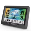 Higrómetro termómetro GreenBlue GB540 — interior 0–50°C / exterior -20–65°C, reloj DCF, sensor exterior 60 m, negro