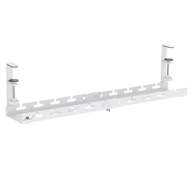 Organizador de cables Maclean bajo el escritorio, carga máx. 5 kg, máx. 728 mm, blanco, MC-103 W