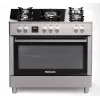 Cocina de gas y eléctrica de pie Ravanson KWGE-K90, 5 zonas de cocción, 90 cm, inox