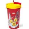 Vaso con pajita Room Copenhagen LEGO Iconic Girl Bright Red 500 ml (rojo/amarillo)