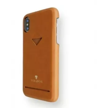 Funda trasera con compartimento para tarjetas VixFox para iPhone XSMAX – marrón caramelo, carcasa trasera con compartimento para tarjetas