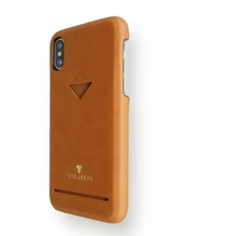 Funda trasera con compartimento para tarjetas VixFox para iPhone XSMAX – marrón caramelo, carcasa trasera con compartimento para tarjetas
