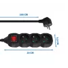 Alargador Esperanza ELK211K 3 m 3 tomas de CA para interiores negro