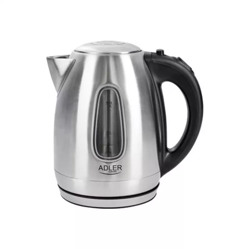 Hervidor eléctrico Adler AD1223 — 1,7 l, 2000 W, acero inoxidable con detalles negros