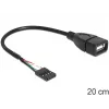 Cable Delock conector hembra de pines USB > conector hembra USB 2.0 Type-A 20 cm (83291)