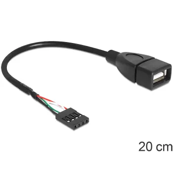 Cable Delock conector hembra de pines USB > conector hembra USB 2.0 Type-A 20 cm (83291)