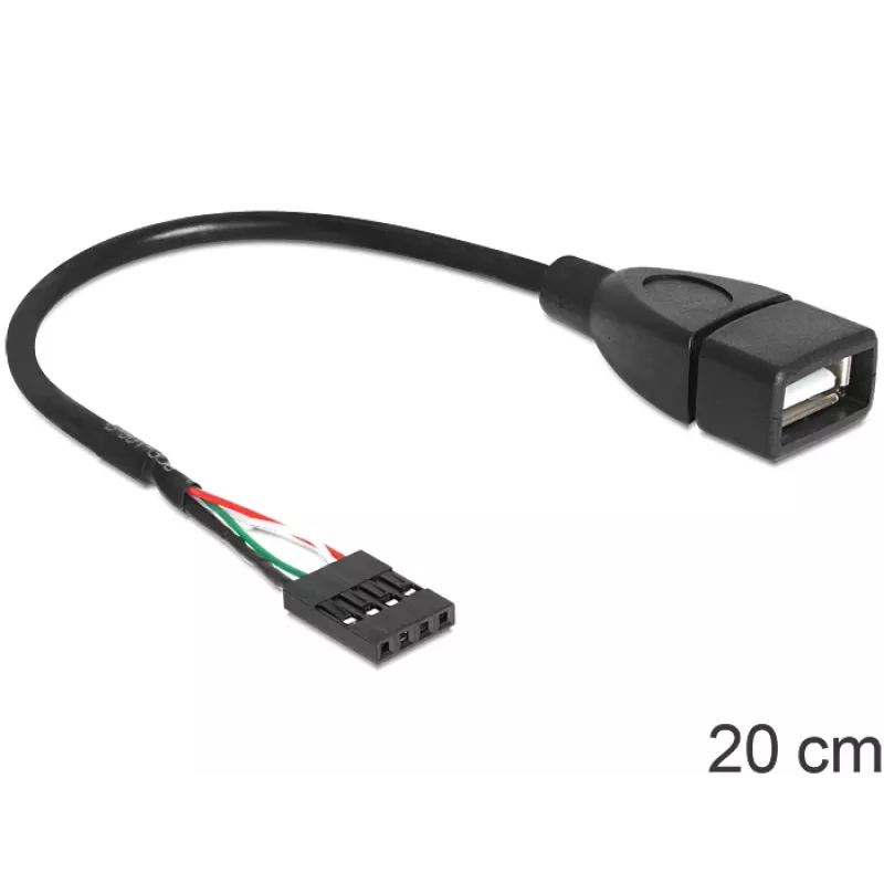 Cable Delock conector hembra de pines USB > conector hembra USB 2.0 Type-A 20 cm (83291)