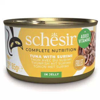 SCHESIR en gelatina Atún con surimi - Comida húmeda para gatos - 85 g