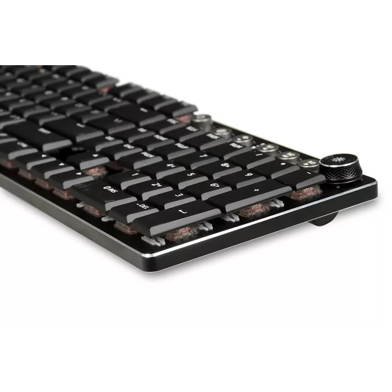 iBOX Aurora K-6 IKGMK6 teclado gaming mecánico de perfil bajo, con cable + RF inalámbrico + Bluetooth, switches KRGD Red, retroiluminación LED, QWERTY inglés, negro
