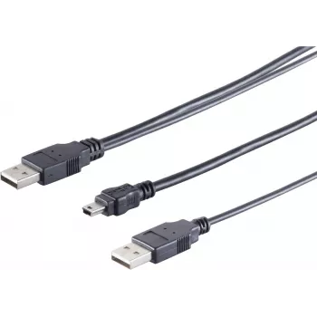 Cable USB en Y ShiverPeaks 77150 — 2× USB-A a USB-B Mini (5 polos) cable de alimentación