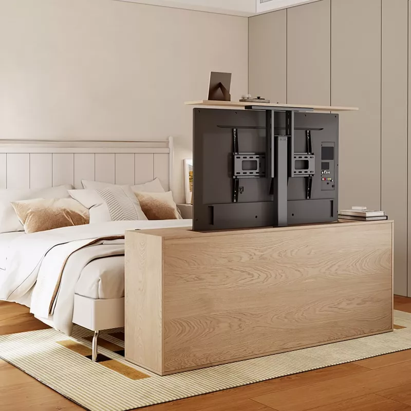 Soporte de suelo con elevador de TV eléctrico motorizado inteligente Maclean MC-866T TUYA app móvil Alexa Google Home 37''-80'' 60kg armario VESA (enchufe EU)