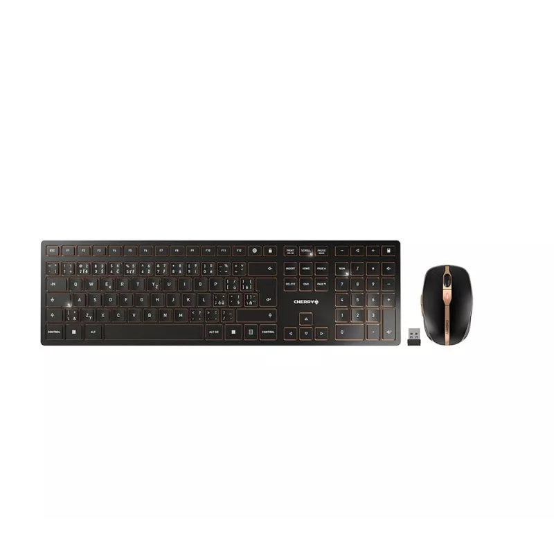 CHERRY DW 9100 SLIM teclado y ratón incluidos universal RF Wireless + Bluetooth checo, eslovaco negro