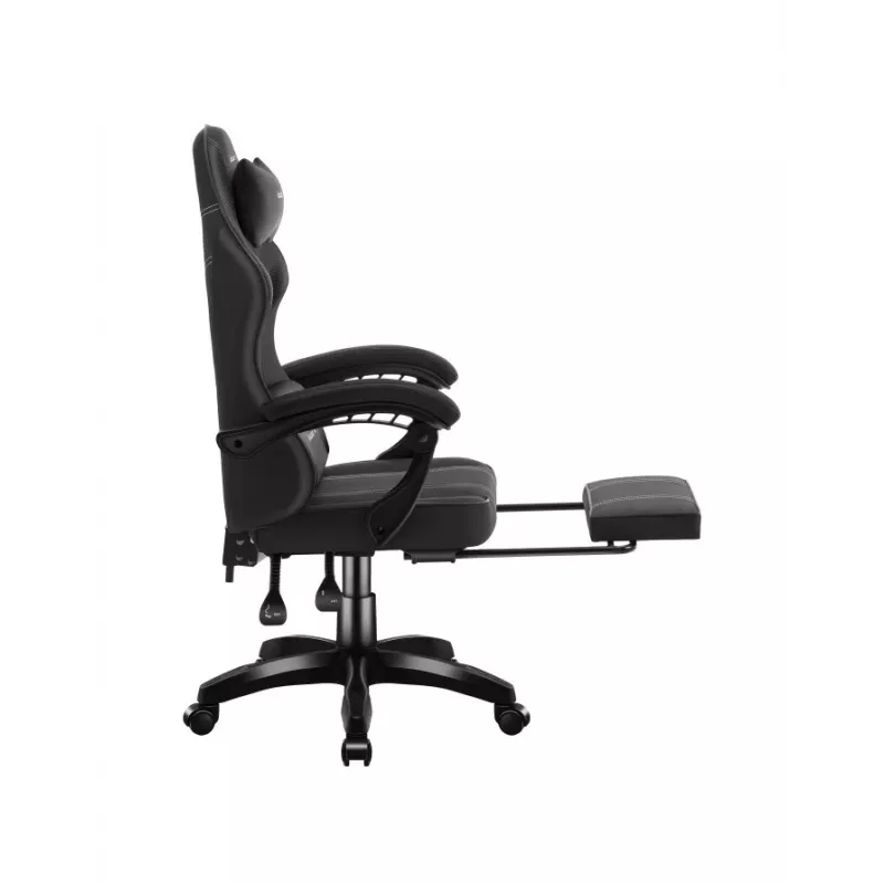 Silla gaming huzaro Force 3.7 Carbon negra — ergonómica, altura ajustable 107,5–116,5 cm, 5 ruedas, cojines lumbar y cervical