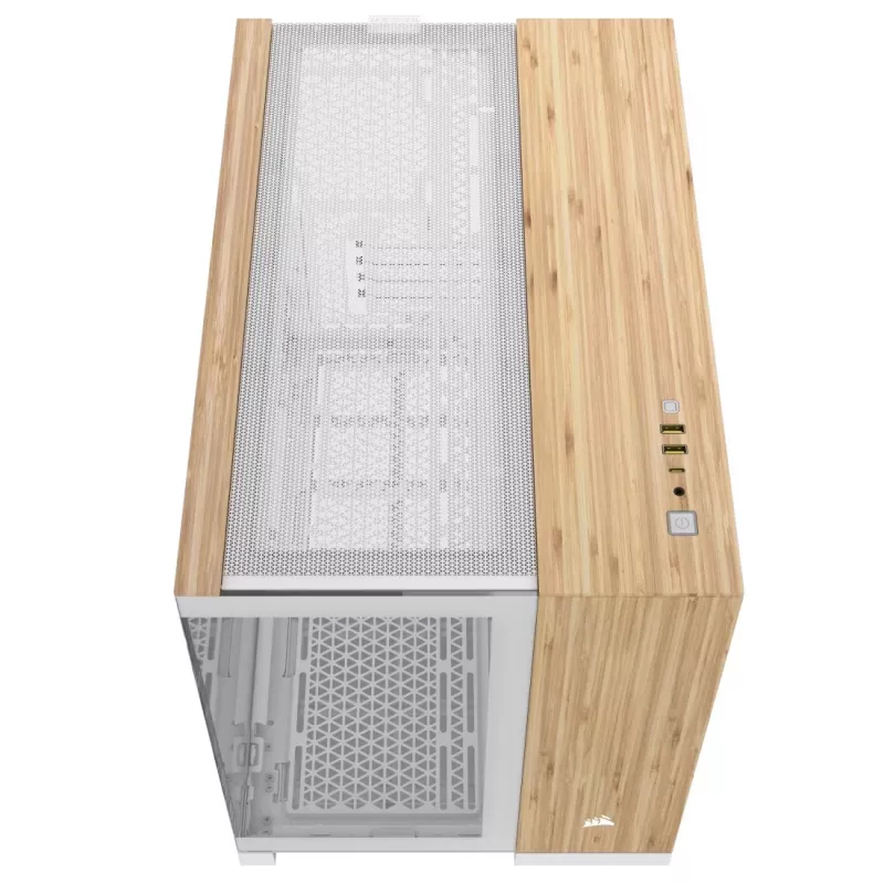Caja de ordenador Corsair CC-9011288-WW Midi Tower Bambú, Blanco