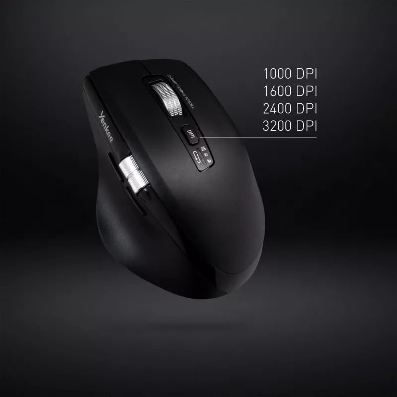 Ratón inalámbrico YENKEE SPIN DUAL 2095BK — ratón óptico compacto de doble modo, modelo YMS 2095B SPIN