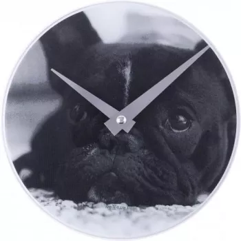 Reloj NeXtime 5173 Little Dog, Ø20 cm, pared, negro