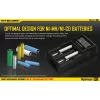 Cargador de baterías Nitecore D2 — cargador de 2 compartimentos para pilas AA/AAA/AAAA/C, tensión de entrada 100–240V, tensión de salida 4,2V, negro