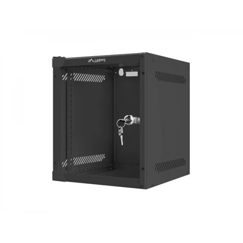Lanberg WF10-2306-10B armario rack mural de 10" 6U, 280×310 mm, puerta de cristal, 20 kg, negro (RAL 9004)