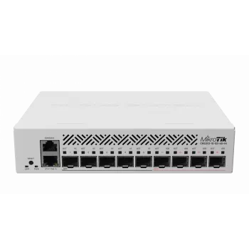 Switch de red gestionado L3 MikroTik CRS310-1G-5S-4S+IN — 1U, 1x Gigabit, 5x SFP, 4x SFP+, 10G, DC/PoE 18–57V, 20W máx.