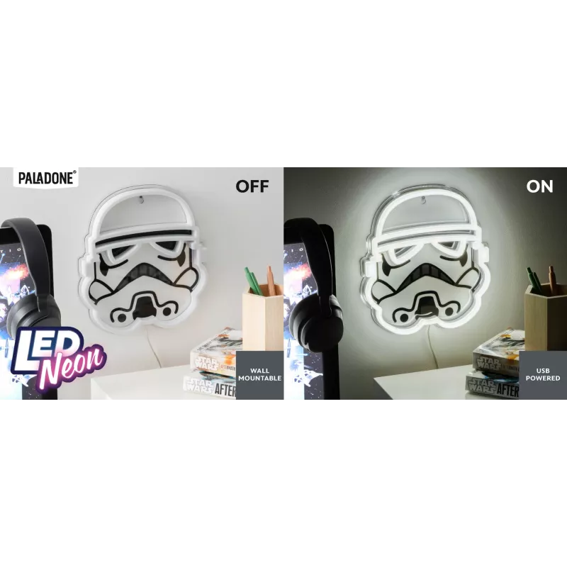 Luz LED de neón para pared Paladone Stormtrooper modelo PP14595SWVN, iluminación decorativa Star Wars