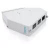 Distribuidor de empalmes de fibra óptica para carril DIN DIGITUS DN-96893 — en ángulo, 6 SC DX / LC Quad, aluminio, gris