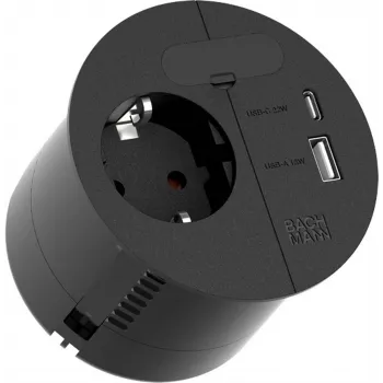 Regleta de enchufes Bachmann 938.201 con 1 toma CEE7/3, 1 USB-A/C 22W, cable de 2,0 m