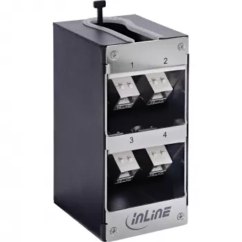 InLine 76203N panel de conexiones Keystone, 4 puertos Cat.6A, montaje en pared/carril DIN