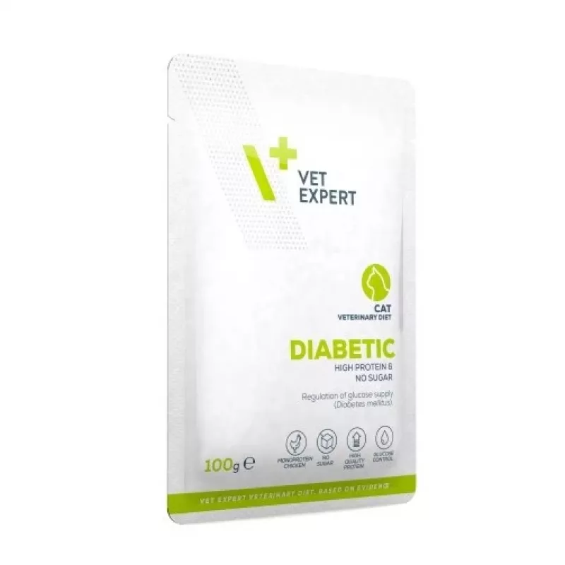 VET EXPERT Veterinary Diet Diabetic Cat - Comida húmeda para gatos - 100 g