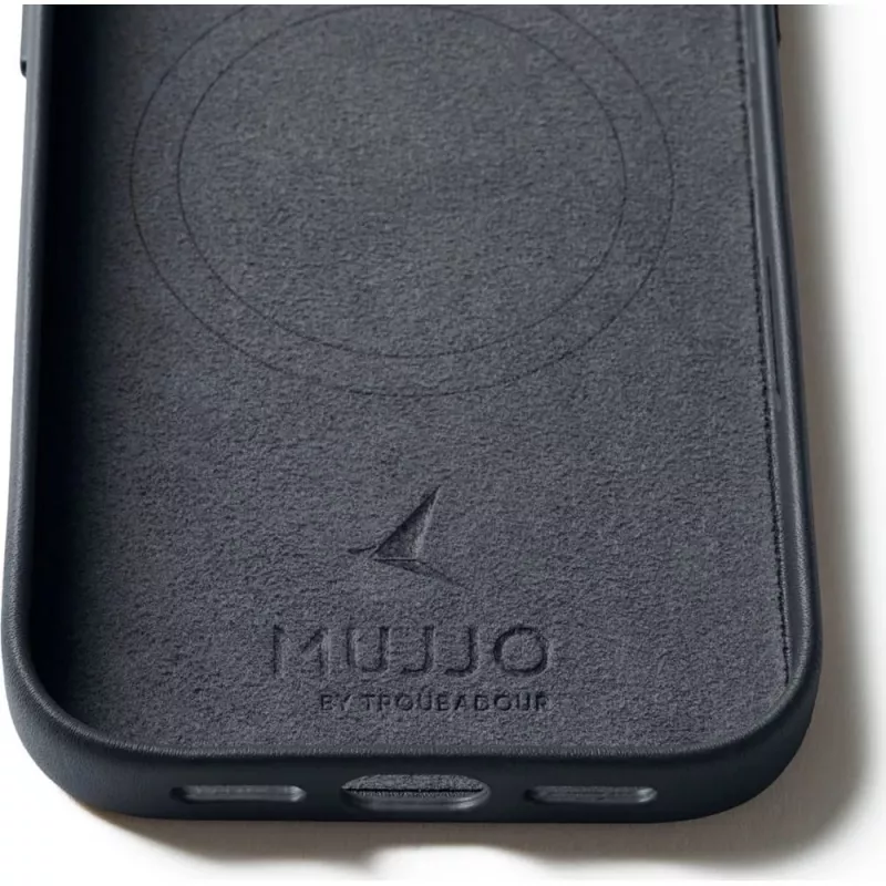 Mujjo Full Leather Case MagSafe funda para iPhone 17 Pro gris
