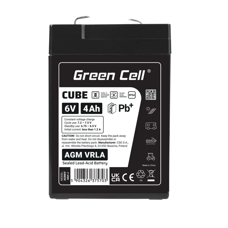 Batería AGM VRLA 6V 4Ah IP54
