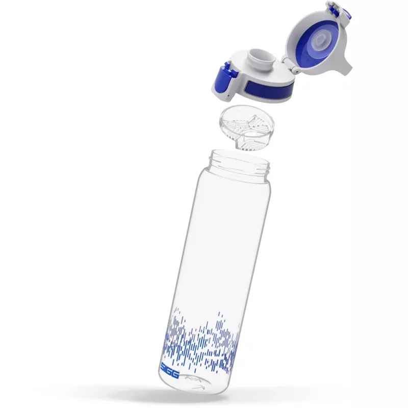 Botella Total Clear One MyPlanet Blue 0,75 L transparente/azul oscuro, cierre de una mano ONE