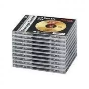 Caja doble jewel case para CD Hama estándar, pack de 10 2 discos transparente