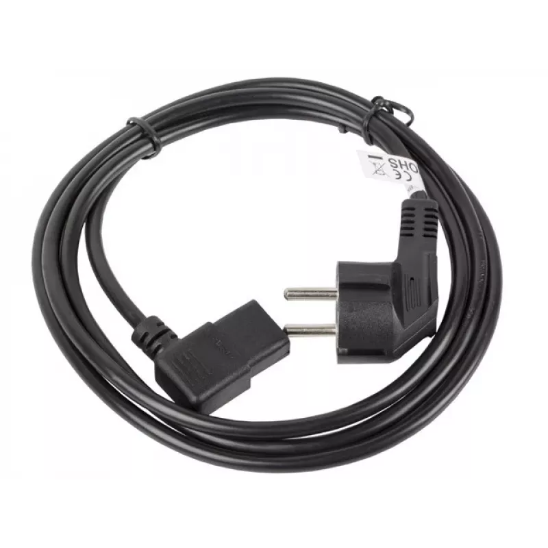 Cable de alimentación LANBERG CA-C13C-12CC-0018-BK, 2 m, conector hembra C13 a CEE7/7, negro, C13 en ángulo