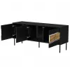 Mueble TV cama meble INSERTO 3D 143,5x40x61,5 cm negro con LED, parte superior de aglomerado