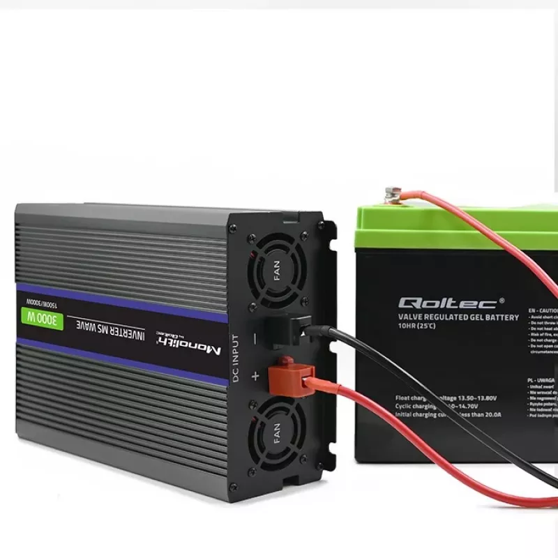 Inversor QOLTEC Monolith 3000 MS Wave, 12V→230V, 1500/3000W, con USB