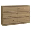 Cómoda Top e shop M6 120 ARTISAN, acabado roble, 6 cajones, 1200×300×770 mm
