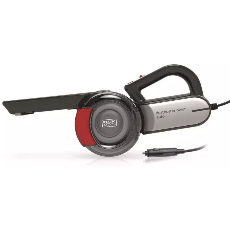 Aspirador de mano Black & Decker PV1200AV — Limpiador de tapicerías en seco, 12 V, 0,44 L, 12,5 W, cable de 5 m, gris/rojo