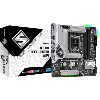 Placa base ASRock B760M Steel Legend WiFi — Intel B760, LGA 1700, micro ATX, DDR5, 4 DIMM, 128GB, Wi‑Fi 6E, 2.5Gb LAN