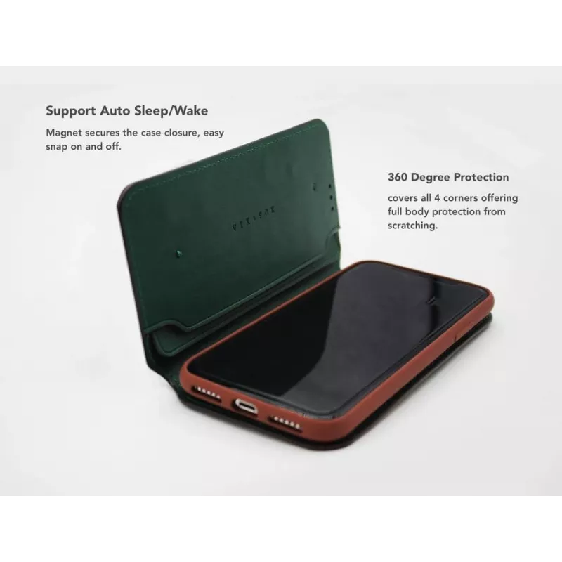 Funda tipo folio VixFox para Huawei P20 — funda protectora tipo folio verde bosque