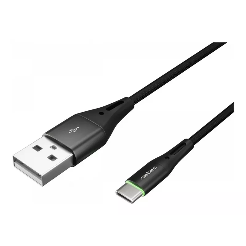 Cable NATEC USB-C/A 2.0 1 m LED negro nailon