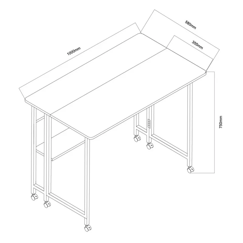 Mesa plegable Maclean, negra, portátil 100x58 cm, máx. 50 kg, MC-126 B