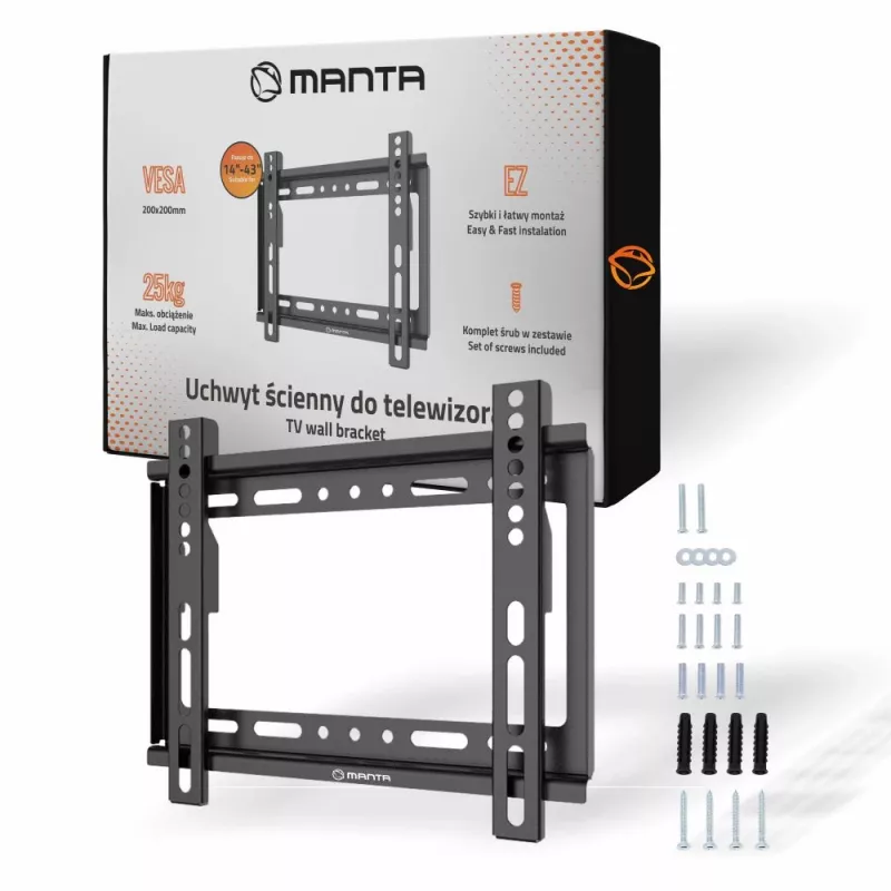 Soporte de pared para TV MANTA P10 para pantallas de 14–43 pulgadas, compatible con VESA