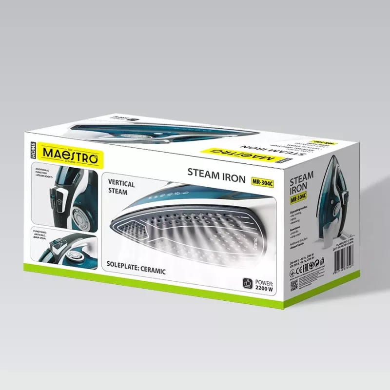 Plancha de vapor Maestro MR-304C, 2200 W, blanca/azul – plancha de vapor para uso doméstico