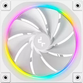Ventilador de PC DeepCool FL12R de 120 mm, blanco, 2150 RPM, PFC activo, retroiluminación ARGB