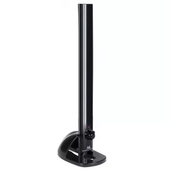 Antena de TV interior MACLEAN MCTV-930 — DVB-T, VHF 87,5–230 MHz, UHF 470–790 MHz, VHF 26 dB / UHF 28 dB, 75 Ω, negra