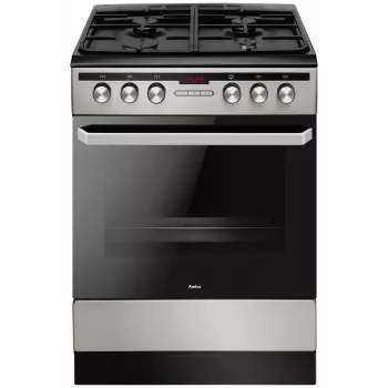 Cocina eléctrica-gas AMICA 58468 con 4 quemadores, Acero inoxidable, Clase energética A