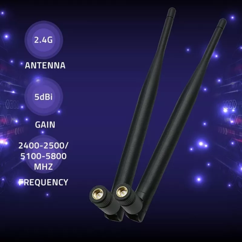 Antena Wi-Fi interior QOLTEC 57046, doble banda 2,4–2,5 GHz y 5,1–5,8 GHz, 5 dBi, 50 Ω