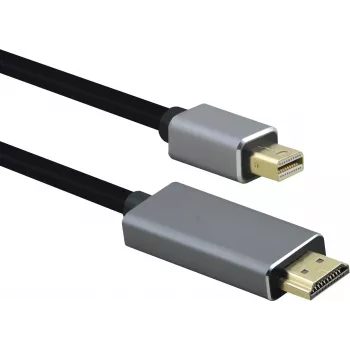 Cable helos mini DisplayPort conector macho a HDMI 1.4 conector macho, PREMIUM 4K, 2,0 m, funda TPE, carcasa de aluminio, contactos dorados