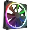 Ventilador de carcasa NZXT F140 RGB 14 cm, negro, 500–1800 rpm, rodamiento hidrodinámico, 4 pines, 18 LED